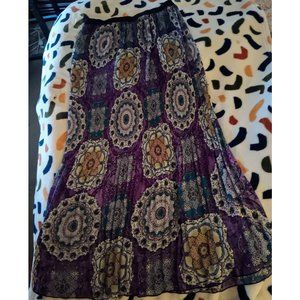 Long Stretchy Skirt Paisley Print Multi Color